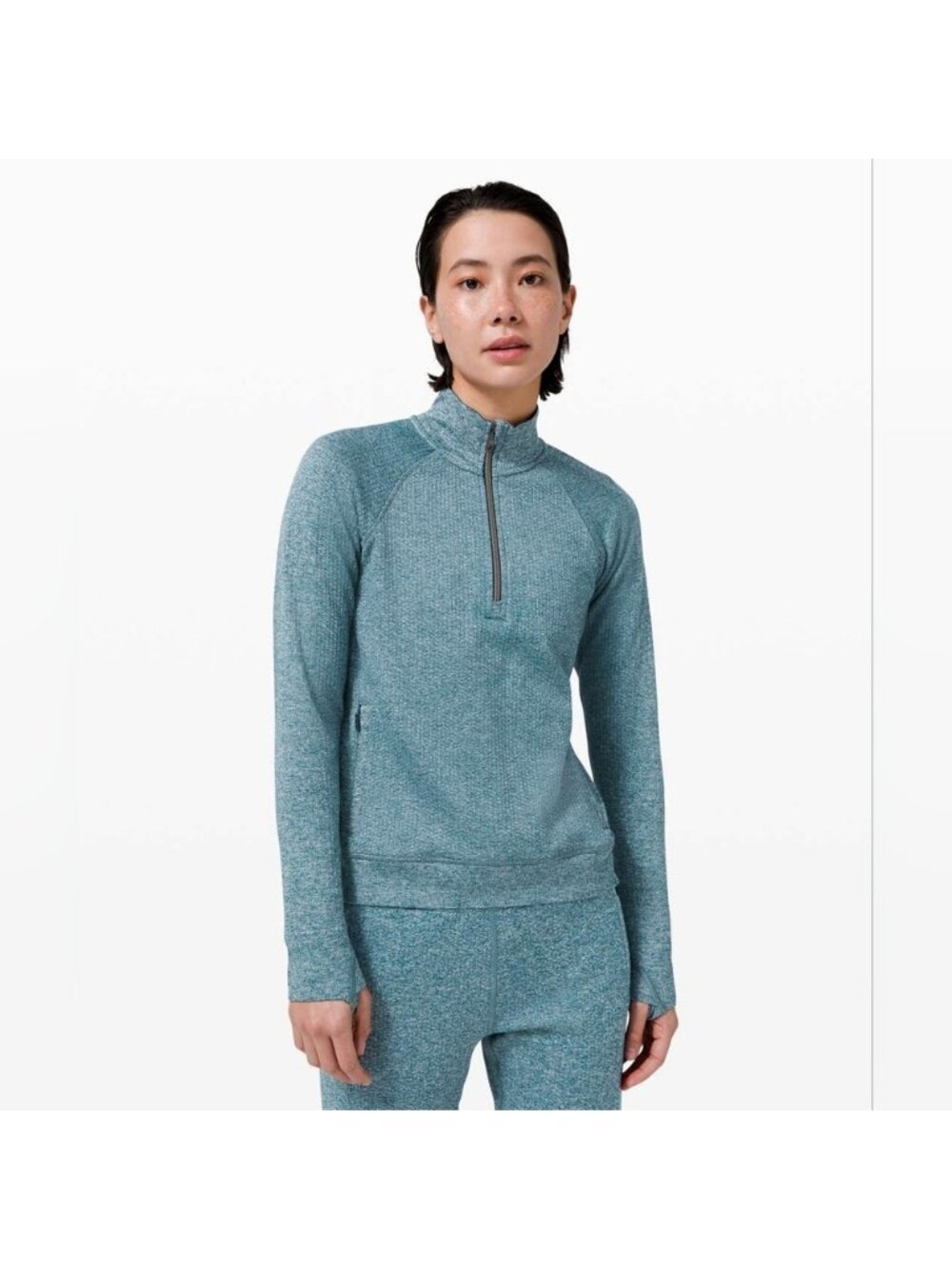 Lululemon Engineered Warmth Half Zip Submarine / White